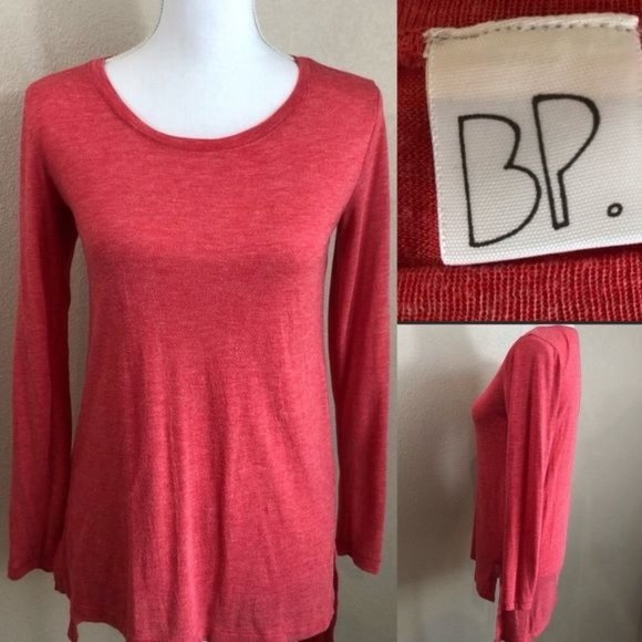 BP tuck front coral color long sleeved tee size small - Picture 2 of 5